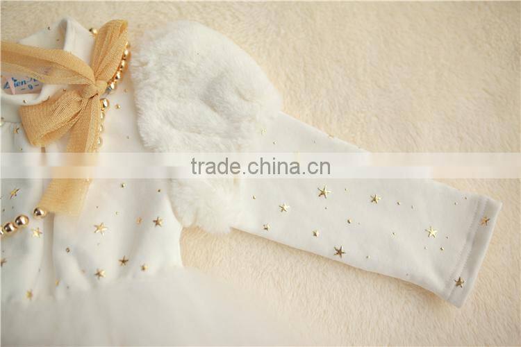 2015 new arrival kids black and white princess skirt for girls long sleeve princess dress