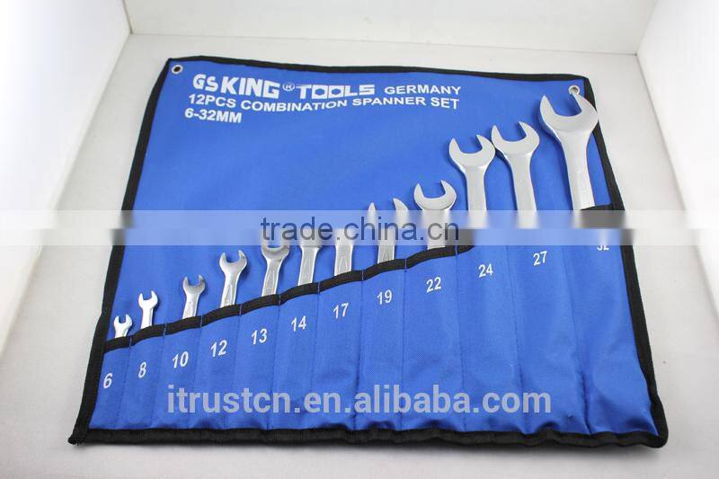 12 pcs spanner tools set Combination wrench with Canvas bag GS KING TOOLS