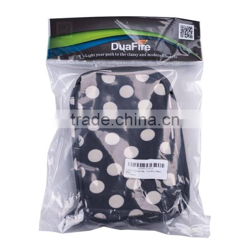 Fashion cosmetic bag double layer dot pattern travel toiletry bag organizer with mirror