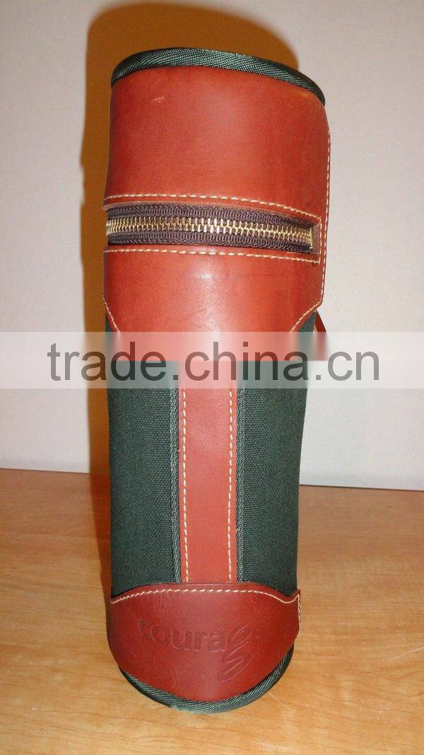 Fashion Design Handmade Faux PU leather antique wine carrier