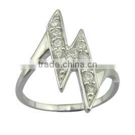 Guangzhou Panyu green zircon ring 925 sterling silver platinum plated jewelry