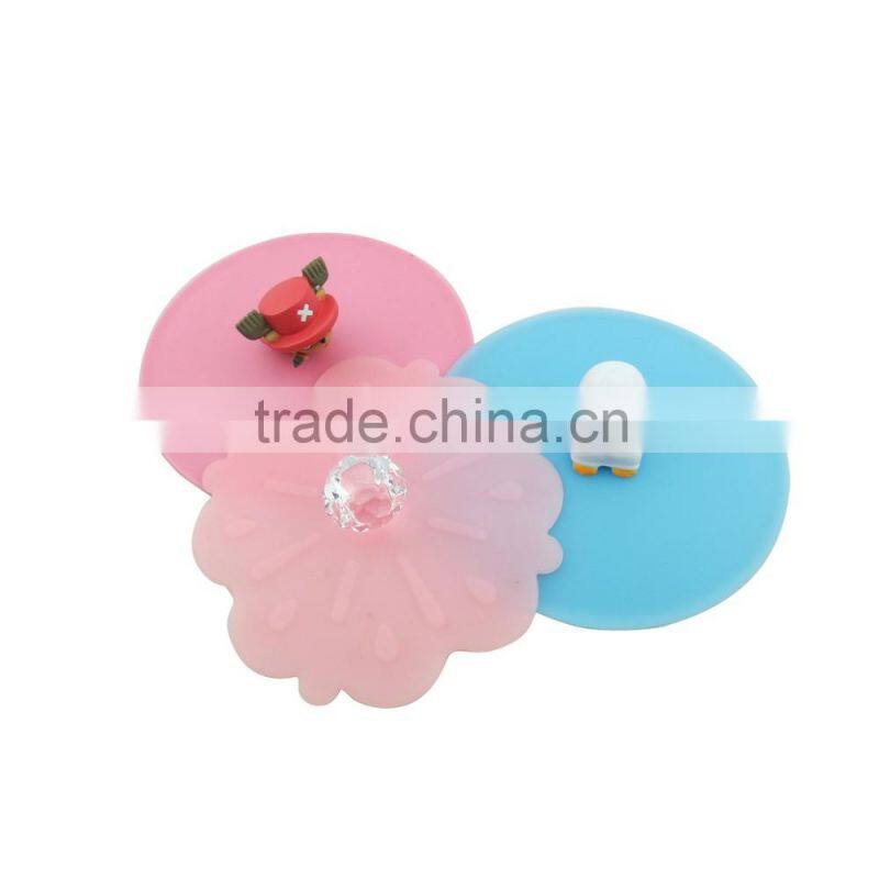 Hot Sell Food Grade Lovely Silicone Coffee Cup Cover Lid,LFGB Siliocne cup cover