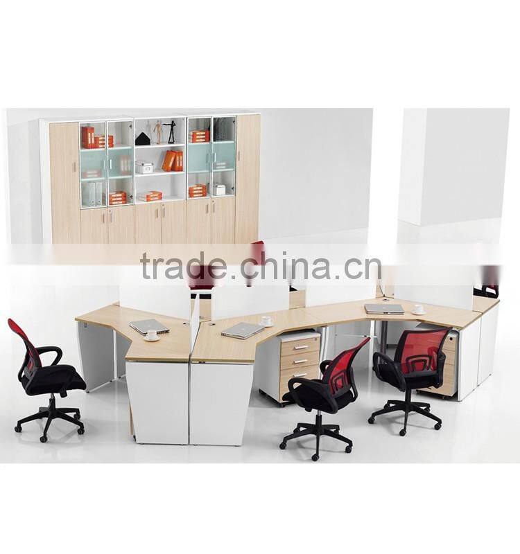 High quality!Mordern office furniture 120 degree wooden 3-seaters workstation