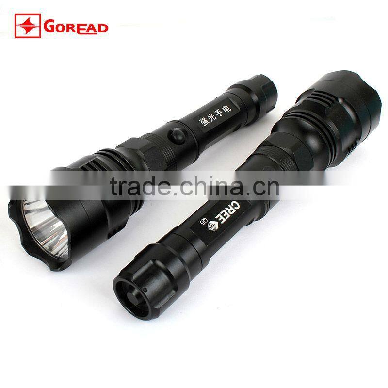 Goread Q5 police flashlight Deepen aluminum reflector spot beam 3W high bright light rechargeable police torch light
