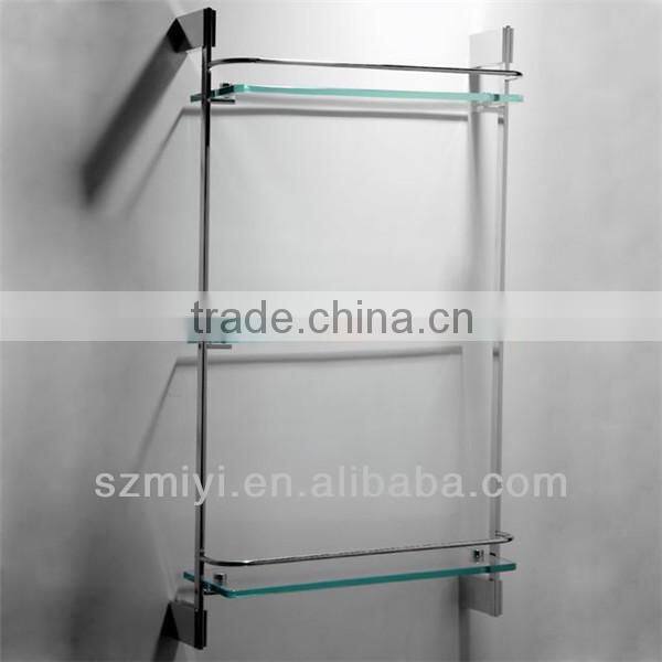 magic solid brass 3 Tier Glass Shelf with chrome finishing for showers