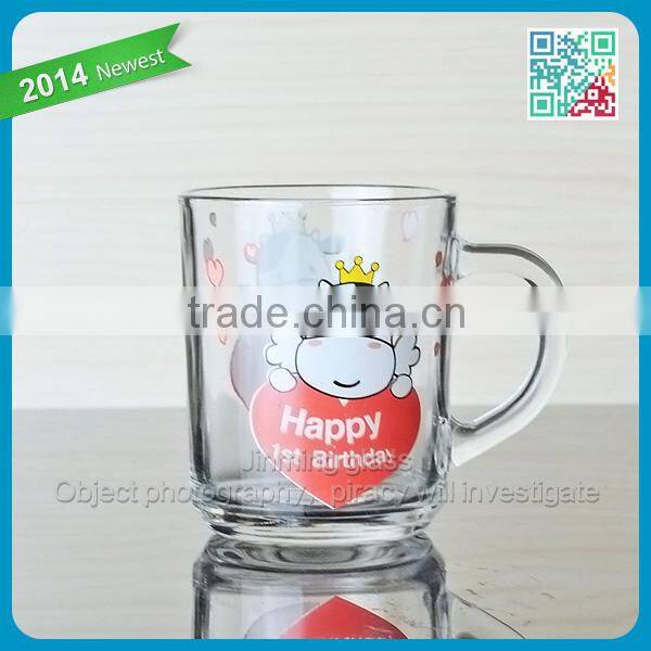 Cartoon Cow Logo Glass Milk Mug Kids Favor Drinking Milk Glasses Promotional Kids Milk Mug