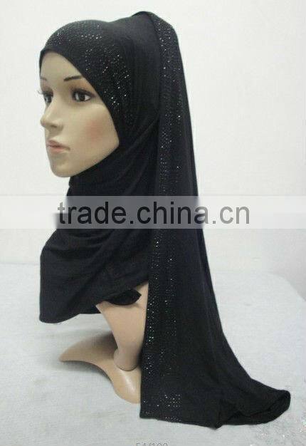 JL009 cotton elastic jersey muslim long scarf