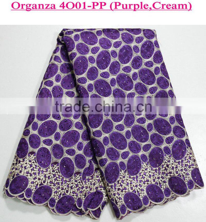 2015 New fashion organza lace heavy double african organza lace for wedding dress