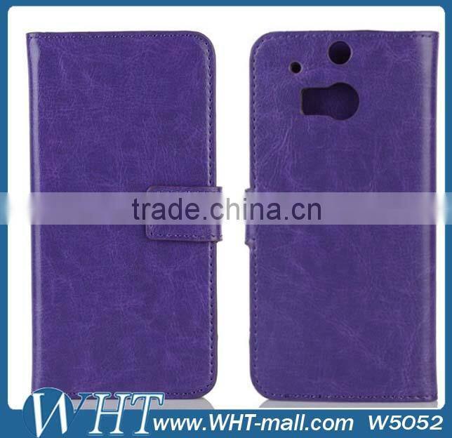 Top Selling Stand Leather Wallet Cover Case for HTC One 2 M8, for HTC One 2 M8 Case Cover