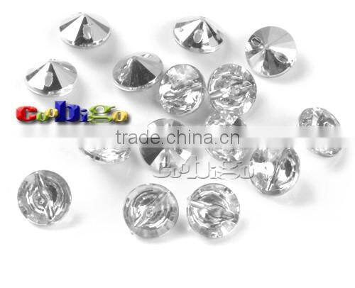 12L(8mm) White Acrylic Cut Culet Back Fashion Rhinestone Crystal Button For Stylish Bags Garment Shoes Hap #FLN012-12L(06)
