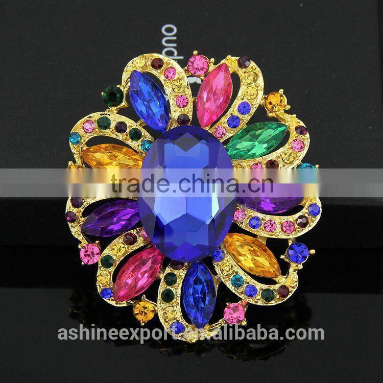 Hot sale noble Marquise bulk crystal sunflower rhinestone brooch/handmade rhinestone brooch