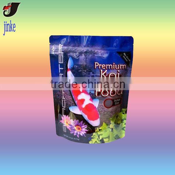Plastic fish food bag with multi-colors printing