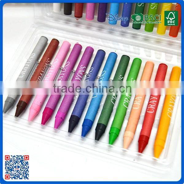 2016 wholesale 24 colors crayons into pvc bag for school students with cheap price