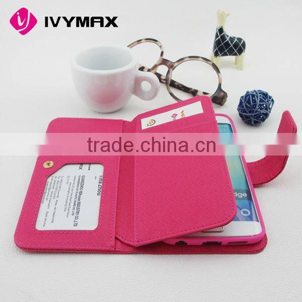Good quality cover case for samsung galaxy s6 edge PU TPU leather wallet case