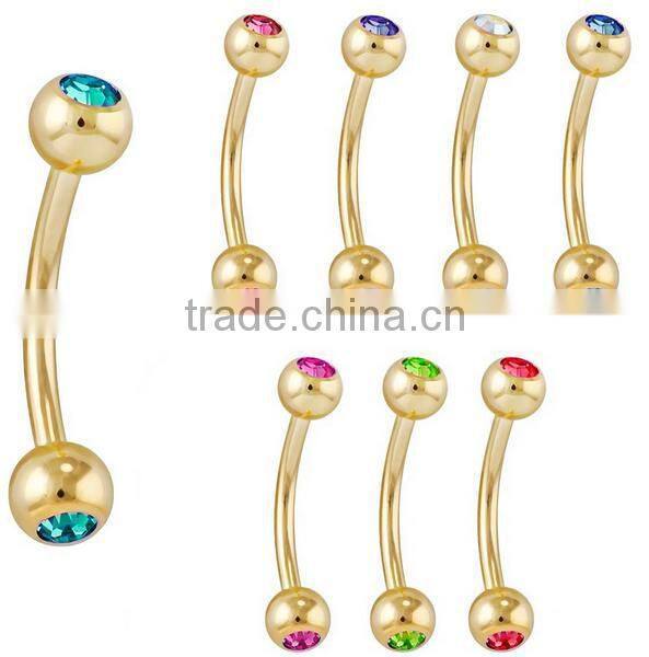Gold Plated Colorful Custom Fake Stainless Steel Cool Eyebrow Rings Body Piercing Jewelry