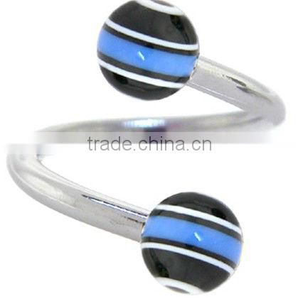Blue-White-Black BAZOOKA Spiral Twister Belly Ring&body jewelry navel ring&SBR rings