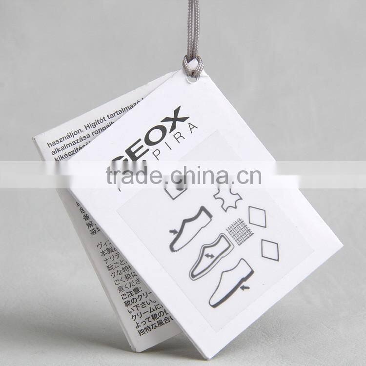 washing care instruction paper card hangtag for shoes