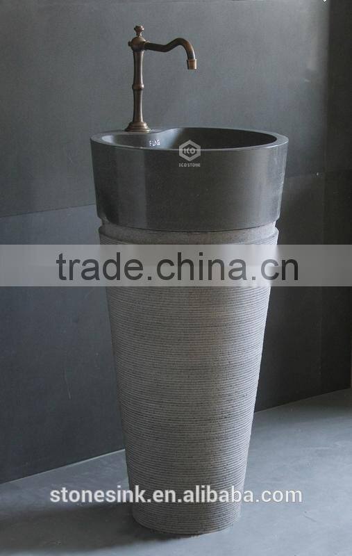 Hand carved granite bathroom pedestal sink