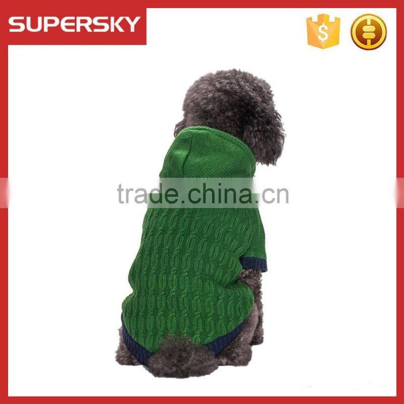 C587 Wholesale Cable Knitted Fleece Hooded Pullover Dog Sweater Custom Knit Dog Sweater Unique Dog Sweaters