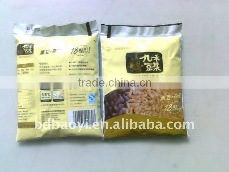 New! hot saleThree side sealed Laminated bean milk packing bags