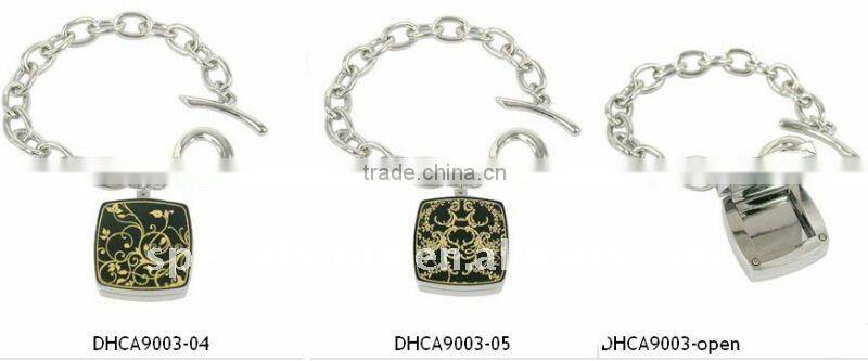 Metal square shaped solid perfume container /lip gloss bracelet, with epoxy letter charm,OEM designs accepted<DHCA9023>