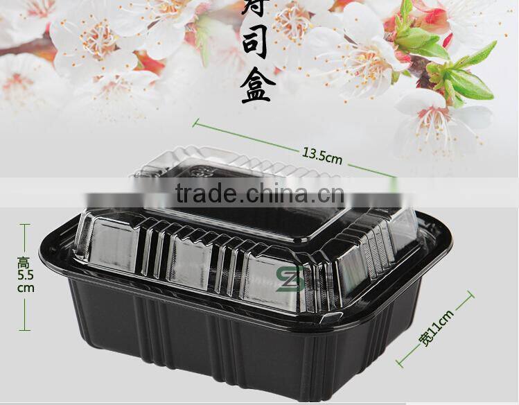 model number 805 small rectangle PS black disposable sushi to go box