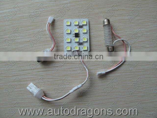 New White 12 SMD LED 3528 Indicator Door Light Bulb Lamp Panel Dome Adapter