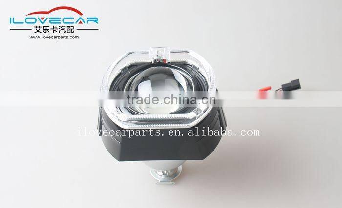 Newest Single power luminous LED angle eye, Car HID Projector lens kit,