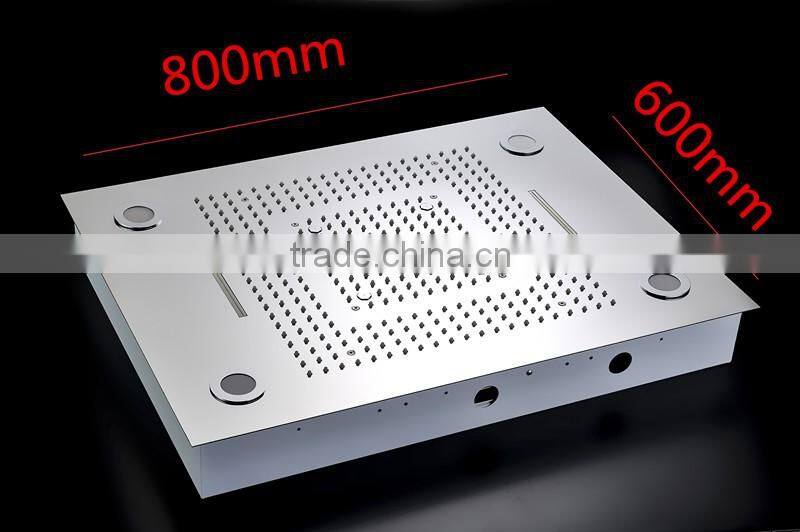 Wholesale modern LED ceiling shower set rainfall waterfall shower head hot cold high flow bath shower mixer bathroom accessories