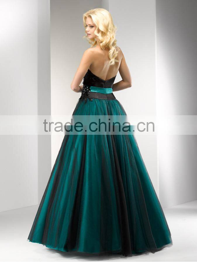 (MY5629) MARRY YOU Elgant Sweetheart Beaded Black Net Evening Dress With Feather 2015