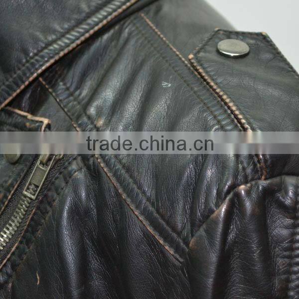 womens pu jacket with garment washed