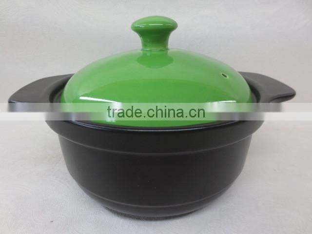 Earthenware cooking pot with green cover