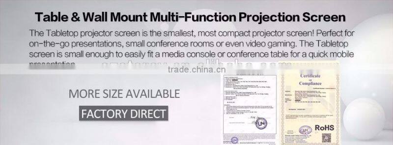 Golden Pink portable mini projector screen table roll up HD 3D screen for business presentation small team meeting 30" 40" 50"