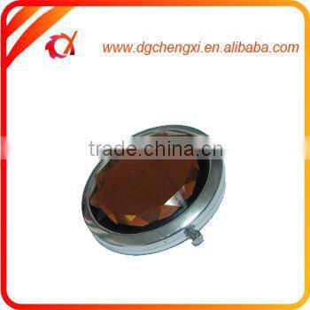 Purple Round Mini Leather Maked Up Pocket Mirror