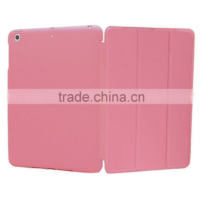 Folder Stand Leather hard Case For iPad Air,inside cover is rubberized PC case