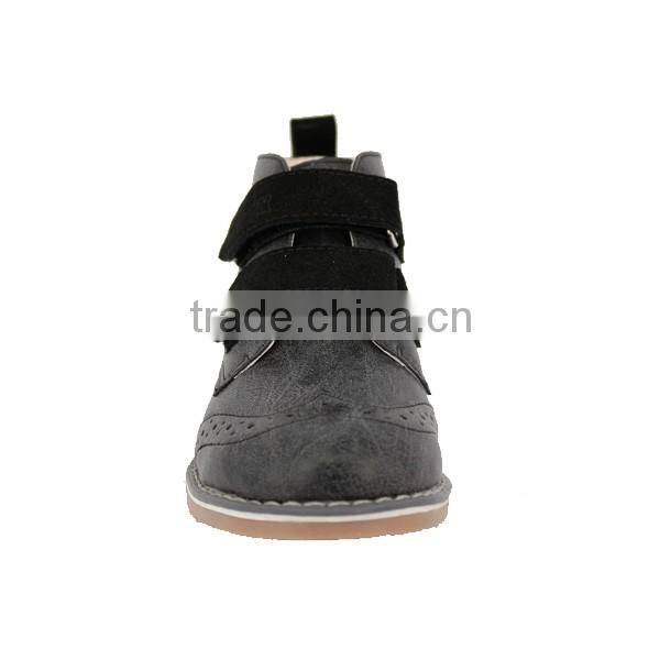 2016 Wholesale 2182-F-4A Children Suede PU High Ankle Casual Shoes with Rubber Sole