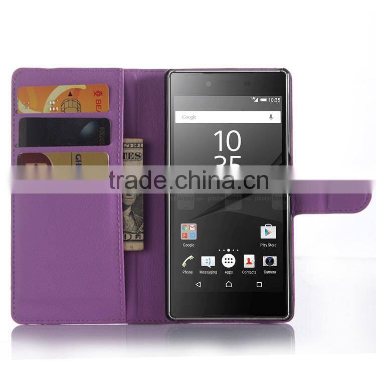 Hot! New! cell phone cover wallet leather with card slots stand flip mobile phone case for sony z5 premium alibaba china