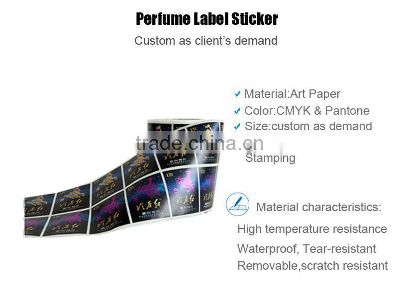 Customed OEM Perfume Label Sticker With LOGO Printing Manufacturer