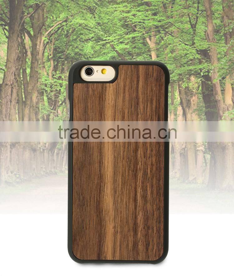 Hot selling PC Walnut Wood Mobile Phone Case 2 in 1 for Apple Iphone 6 plus