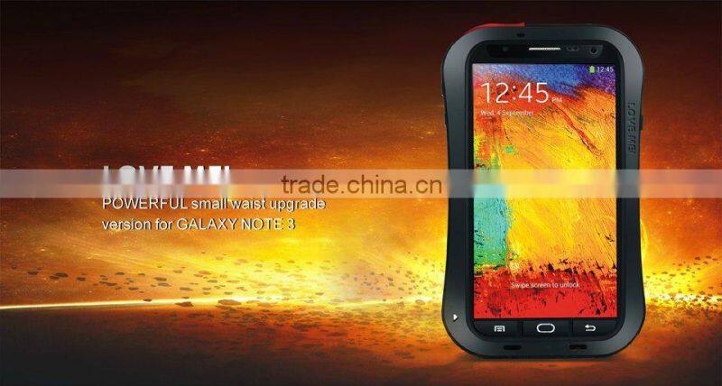 2015 Fashion Mobile Phone Case LOVE MEI Shockproof Waterproof Rugged Gorilla Metal Case for Galaxy Note3 III/Galaxy Note 2.