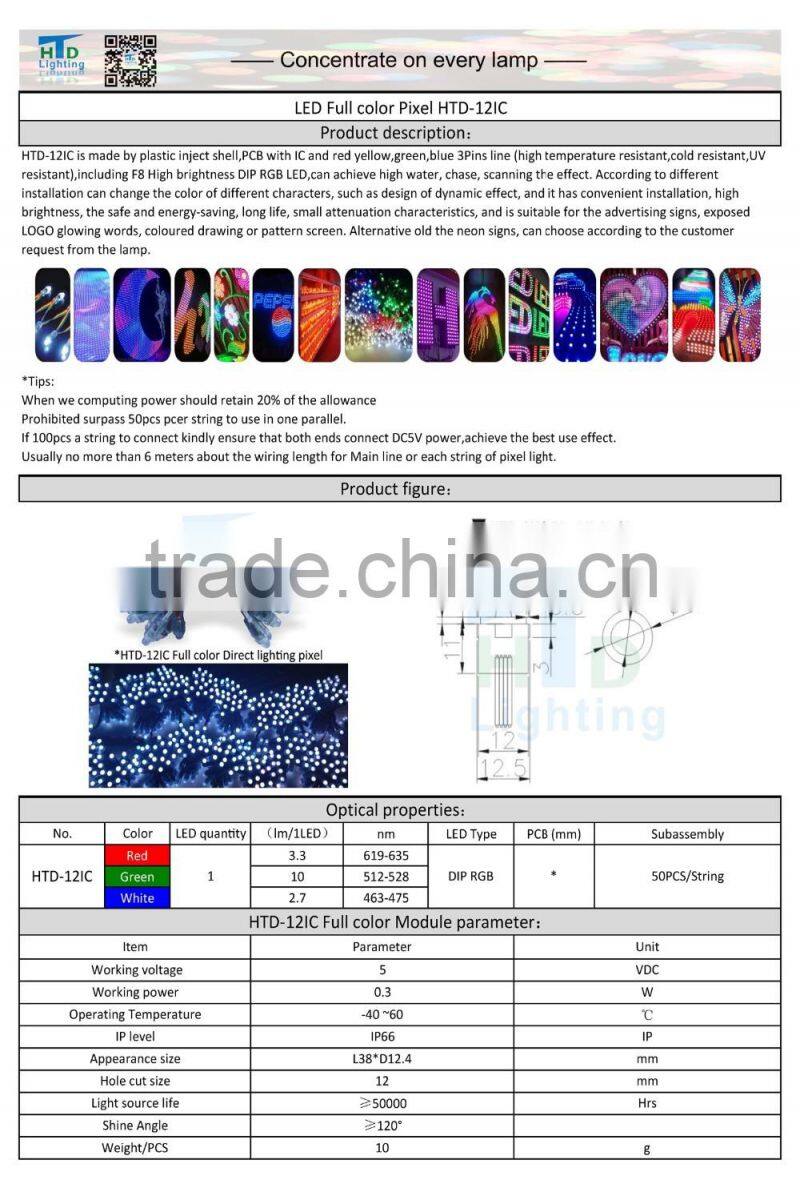 led small bulb 12mm RGB full color