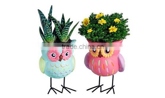 2014 Hot Selling Custom owl resin flower pot