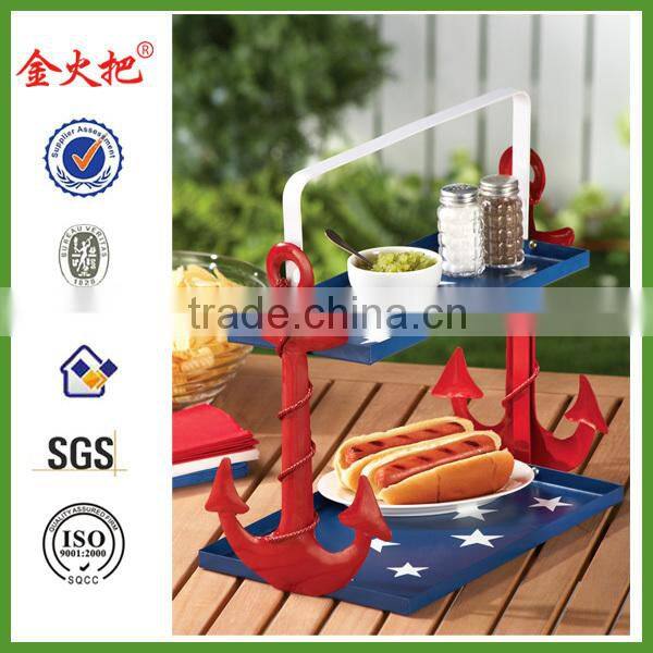 Tiered Nautical Anchor Caddy Serving Trays