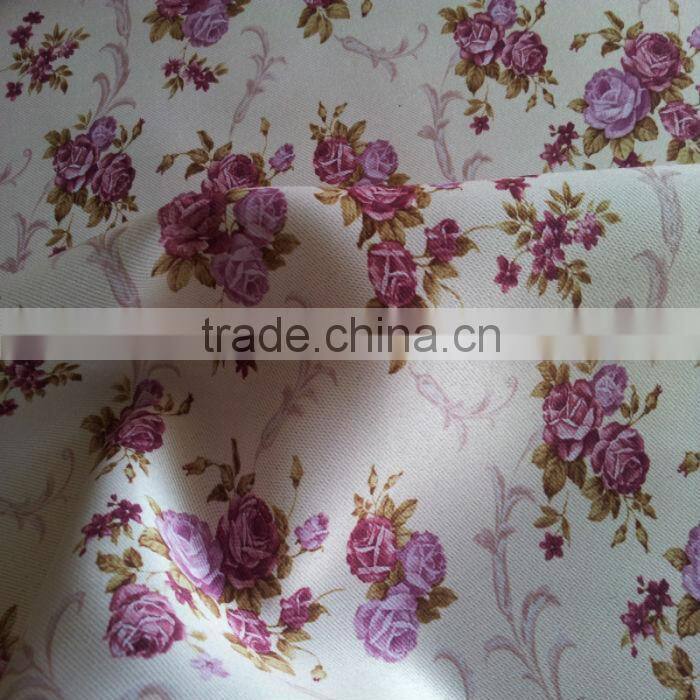 Two Sides Dull Blackout Fabric Flower Printing Curtain Fabric for household