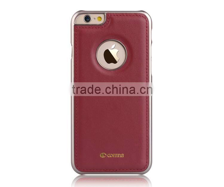 100% Genuine Leather Slim Electroplating PC Back Shell Cover Case Skin For iPhone 6 6S Plus