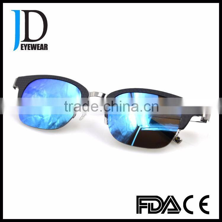 Custom Made Half-Rim Metal Temple Combination Carbon fiber Sunglasses