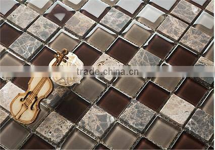 Coffee crystal mosaic glass tile and slate mix for sunny europe