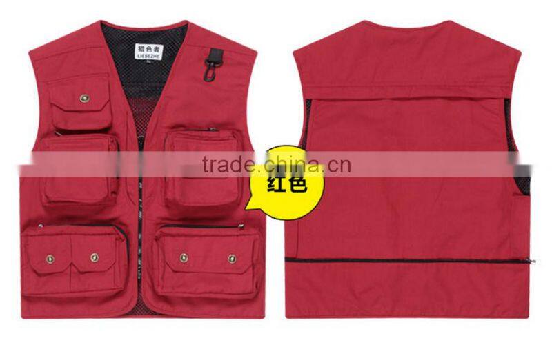 Fashionable hunting and hiking waterproof vest, red anti-tear outdoor sport waistcoat