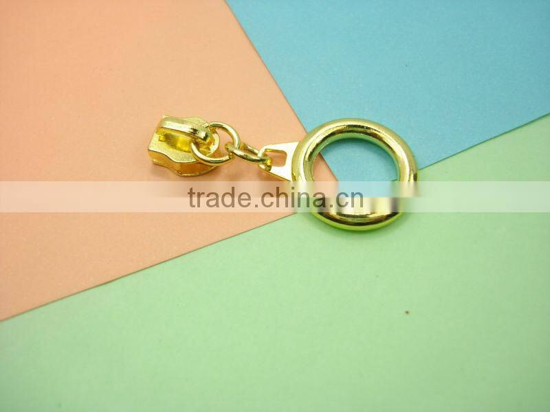 golden round metal zipper slider and puller jeans zipper puller