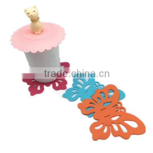100% food grade butterfly Silicone drink coasters